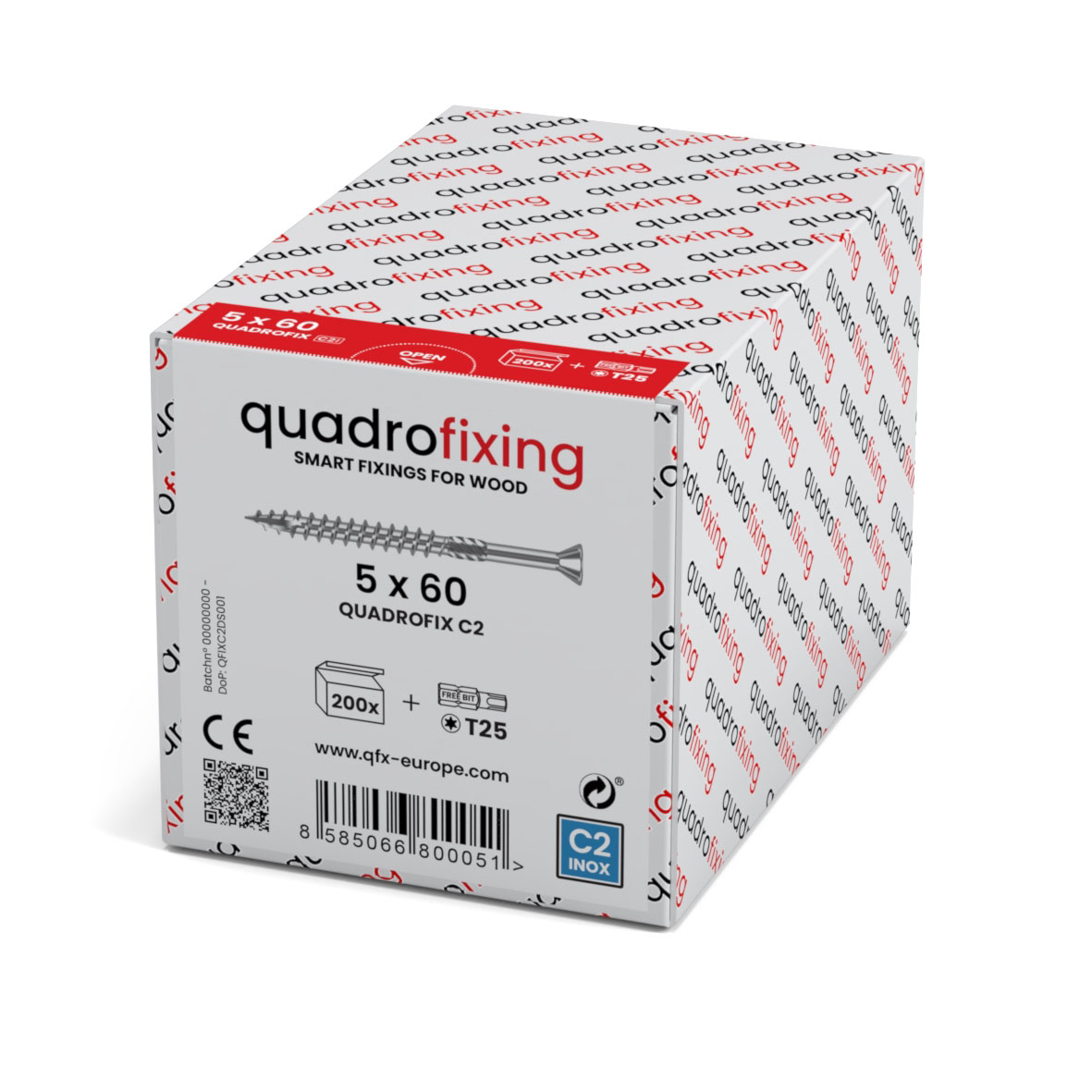 Gewachste Terrassenschrauben QUADROFIXING C2 5,0 mm – Verpackung 200 Stück + Bit